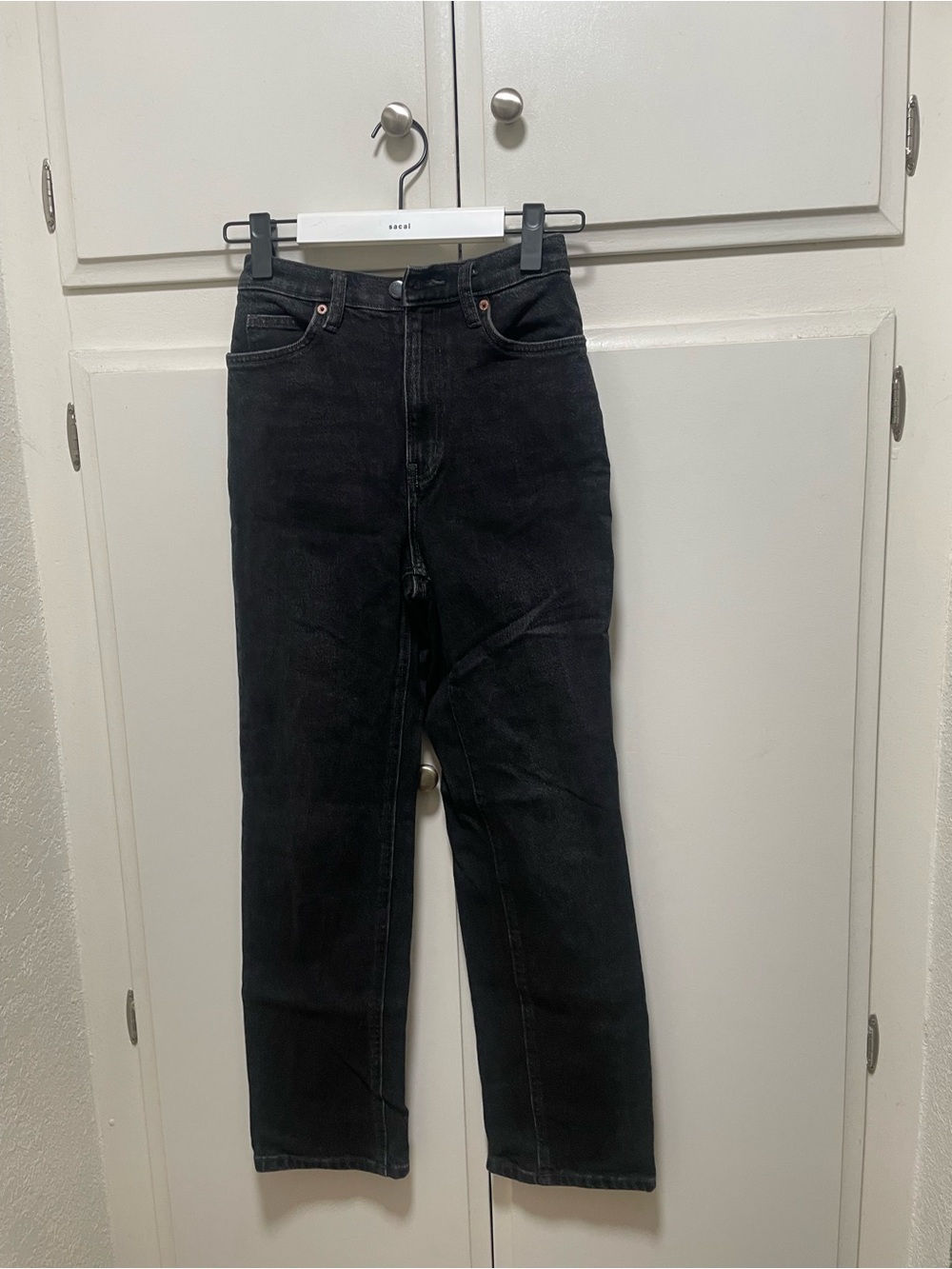 Oak + Fort Classic Black Straight-Leg Jeans, size 26